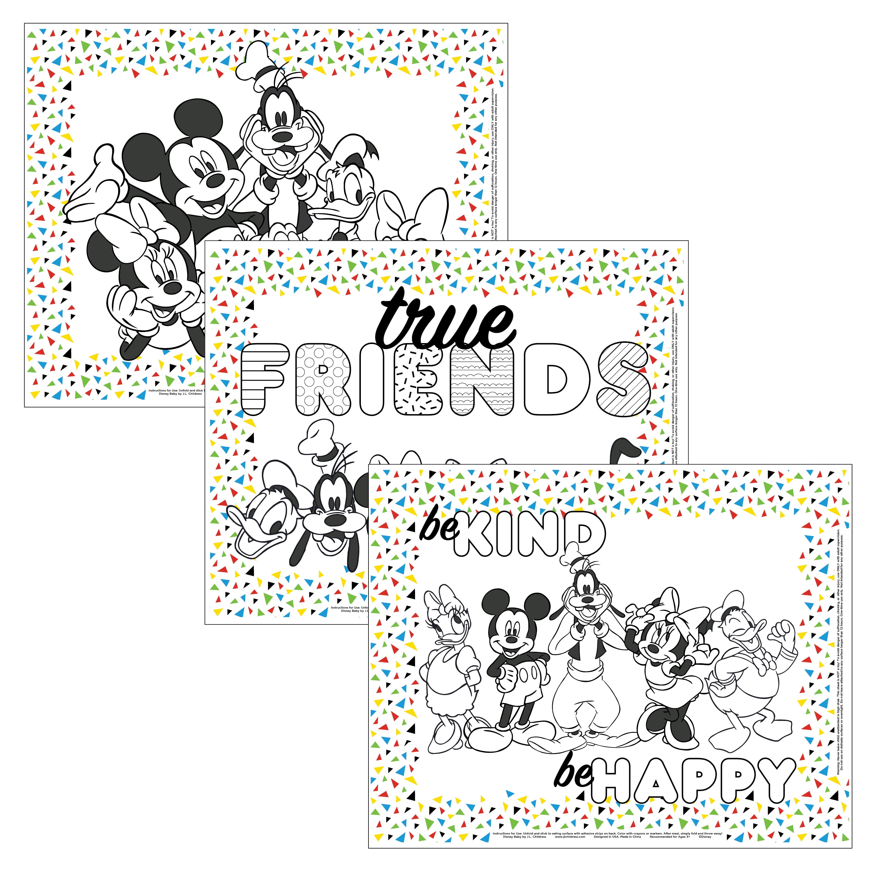 J.L. Childress Disney Baby Disposable Color Me Placemats, Mickey and Friends, 24 Pack