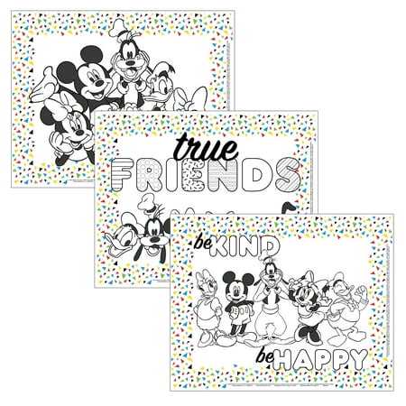 J.L. Childress Disney Baby Disposable Color Me Placemats, Mickey and Friends, 24 Pack, Multi-Color