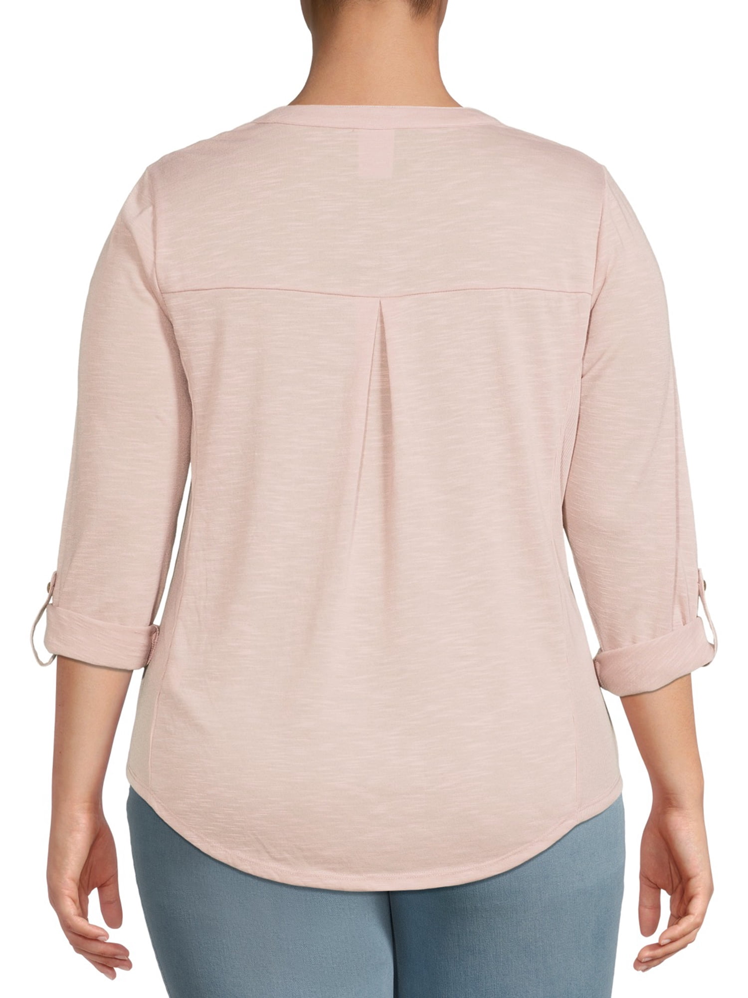 No Boundaries Juniors' Plus Size Mandarin Collar Shirt