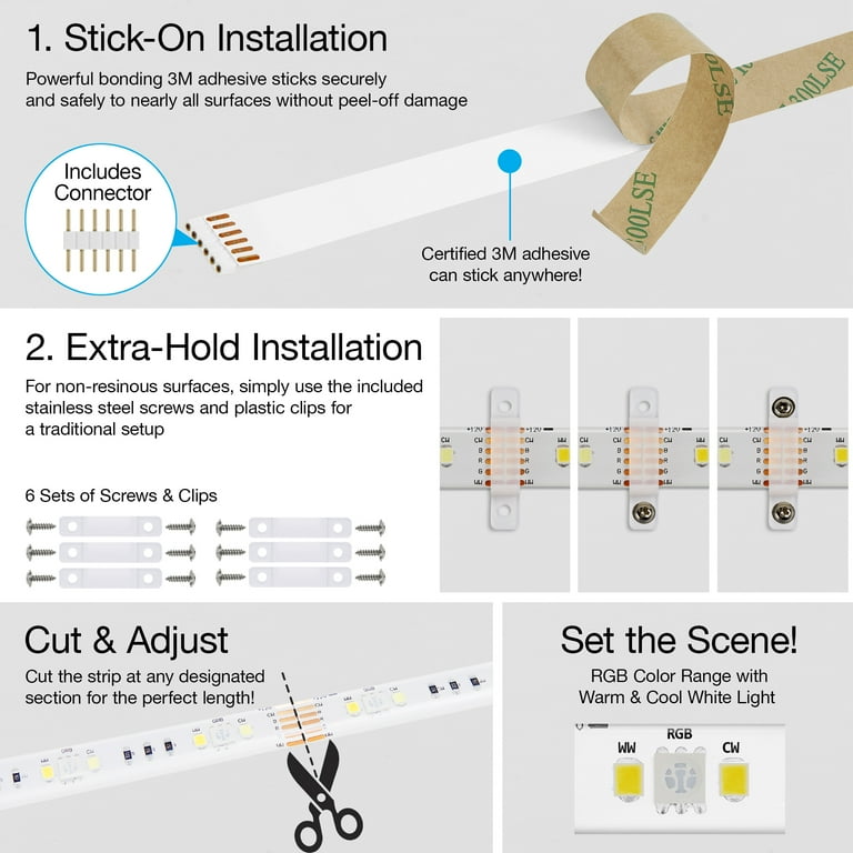 Geeni Prisma Plus Strip Smart Wi-Fi Led Light Strip Kit 9.8ft, New
