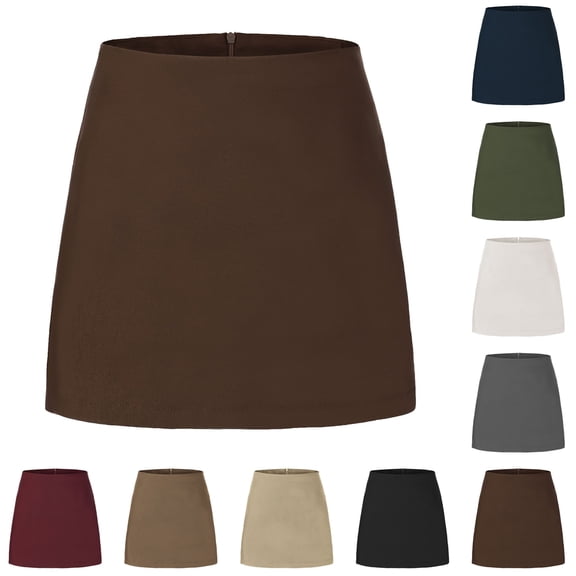 Bbyeadc Skirts for Women Trendy Zippered Mini Bodycon Pencil Skirts High Waist Solid Color Outfits for 2026 Sports Daily Going Out,Beige (S)