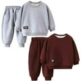thumbnail image 4 of Hotiary Toddler Boy Girl Sweat Suit Baby Long Sleeve Crewneck Sweatshirt Top and Sweatpant 2Pcs Set Kids Solid Color Fleece Lined Casual Tracksuit Clothes for 2-10Y Wine Red, 4 of 4