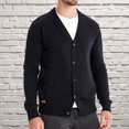 thumbnail image 2 of ibuvkizy Cardigan Sweaters for Men's Round Neck Pullover Long Sleeved Loose Base Shirt Top Sweater Black,L, 2 of 5