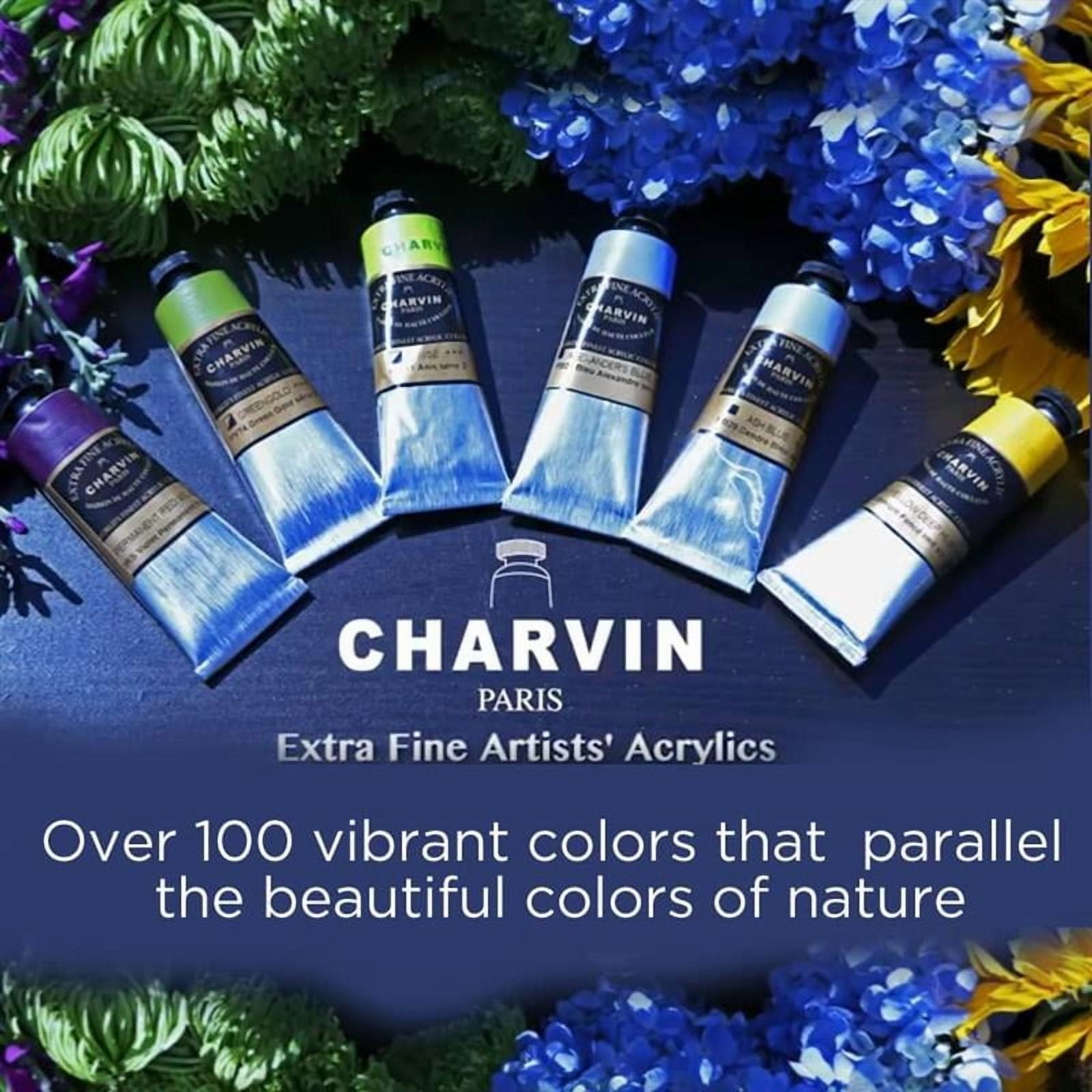 Charvin Extra Fine Professional Artist Acrylic Paint Colors, Nature Themed Hues, 60ml Alexander's Blue