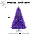 thumbnail image 2 of Infans 7ft Pre-lit Purple Halloween Christmas Tree w/ Orange Lights Pumpkin Decorations, 2 of 7