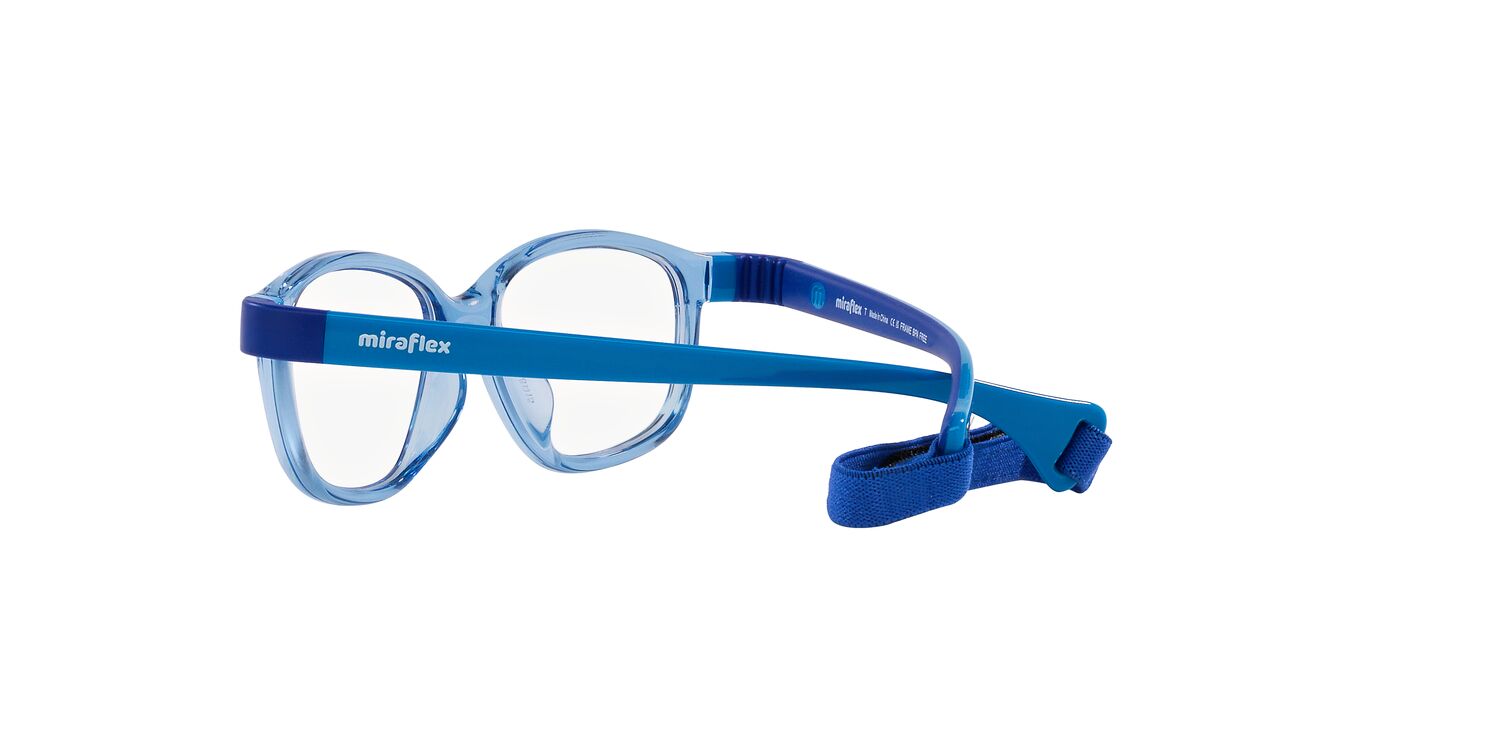 Miraflex Youth Size 46 0MF4007 Flexible & Safe Eyeglasses with Case, Translucent Light Blue
