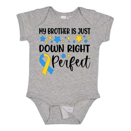 

Inktastic My Brother is Just Down Right Perfect- Down Syndrome Awareness Ribbon Gift Baby Boy or Baby Girl Bodysuit