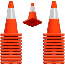 Warning Cone, 20 Piece Bulk, Non-Slip Foot Pads, Orange Traffic Cone, Reflective PVC Cone, Road Safety, Driving Course, Training Ground​​