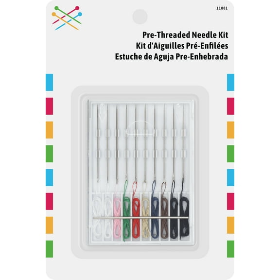 Pre-Threaded Needle Kit, Assorted Colors in Case