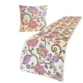 thumbnail image 4 of The HomeCentric King / Queen / Twin White & Pink Designer Queen 74"x18" Bed Runner WITHOUT Pillow Cover, Floral, Printed, Sequins, Beaded, Embroidery & Handmade Bed Scarf on Cotton fabric - Aster, 4 of 5