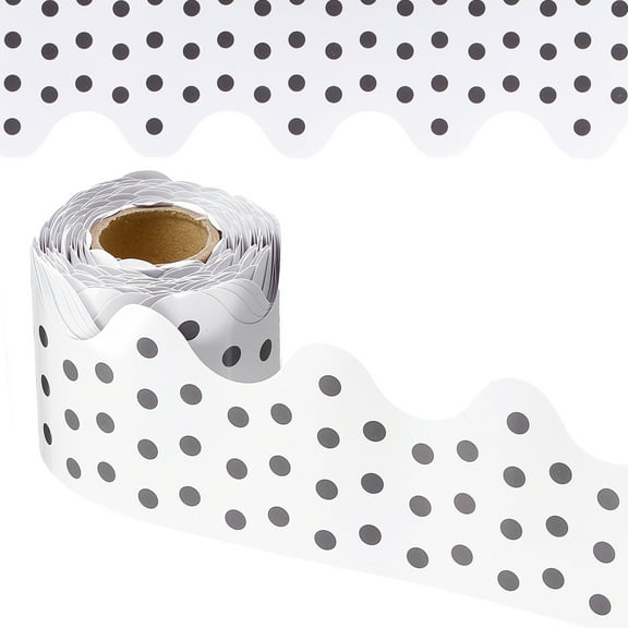 Uxcell Dots Bulletin Board Border, 33 Feet Poster Chalkboard Cork Decoration Trim Scalloped Borders Wall Decor for Classroom Office Locker, White
