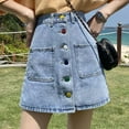 thumbnail image 5 of Women's Denim Skirt with Button Detailing - High Waist, A Line, S-XXL Sizes, Lightweight for Summer, Easy Care, 5 of 6