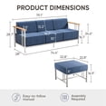 thumbnail image 5 of Opohoro 3-Pieces Outdoor Deep Seating Patio Sofa Set, with 10" Thick Cushions and Ottomans for Garden Backyard, Blue, 5 of 11