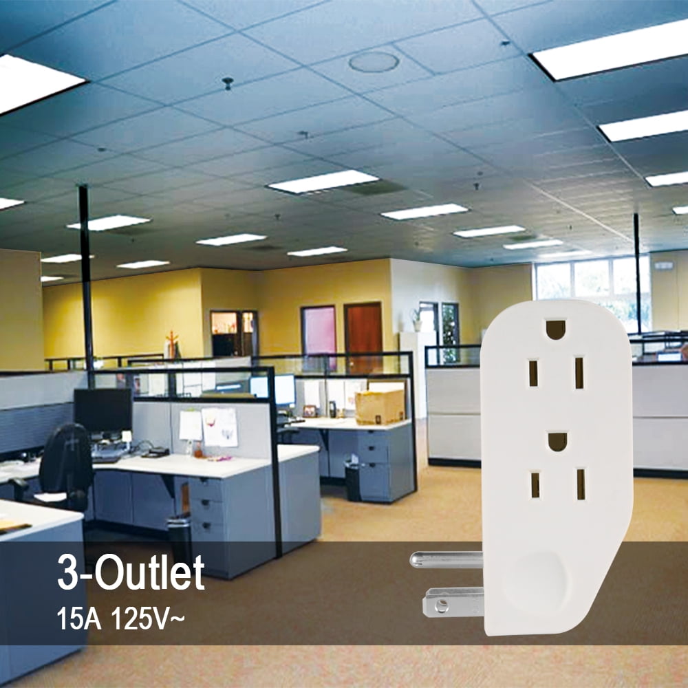Hyper Tough 3-Outlet Grounded White Right Angle Plug-in Type Wall Tap, 15 Amps
