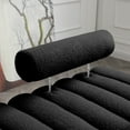 thumbnail image 2 of 53.2"Width Modern End of Bed Bench Sherpa Fabric Upholstered 2 Seater Sofa Couch Entryway Ottoman Bench Fuzzy Sofa Stool Footrest Window Bench with Gold Metal Legs for Bedroom Living Room (Black), 2 of 8