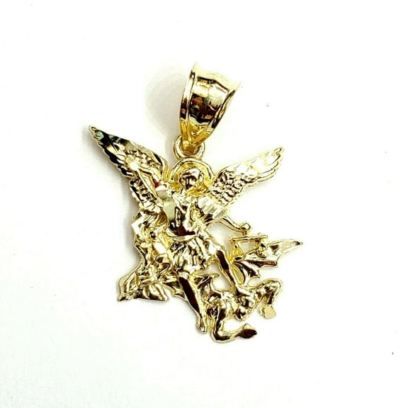 New 10k yellow gold saint Michael pendant charm fine religious gift jewelry 1.8g