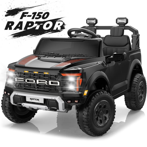 iYofe Voiture Électrique 24V 2 Places pour Enfants, Camion Jouet Ford F150 Raptor à Pile avec Télécommande Parentale, Voiture Électrique pour Tout-Petits et Enfants 3-8 Ans avec Bluetooth/FM/lumières/coffre/ceinture de Sécurité, Noir