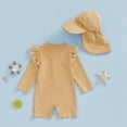 thumbnail image 3 of MEZZALL Children Girls Long Sleeve O-Neck Zip Up One-Pieces Monokini Swimsuit With Sun Hat For Baby Rash guard Relaxed Fit Summer Flower Print Beachwear, 3 of 4