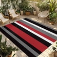 thumbnail image 2 of Outdoor Rug 4x6 ft Abstract Red Black White Striped Waterproof Outdoor Patio Rug Mat Non Slip Outside Area Rugs Carpet for RV,Camping,Porch,Deck,Pool,Balconybackyard,Minimalist, 2 of 9