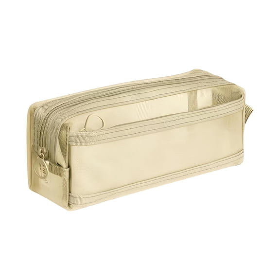 Zipper Clear Mesh Pencil Cases Fashion Durable Pencil Bag Multipurpose Travel Carry Portable Bags for Office Beige One Size