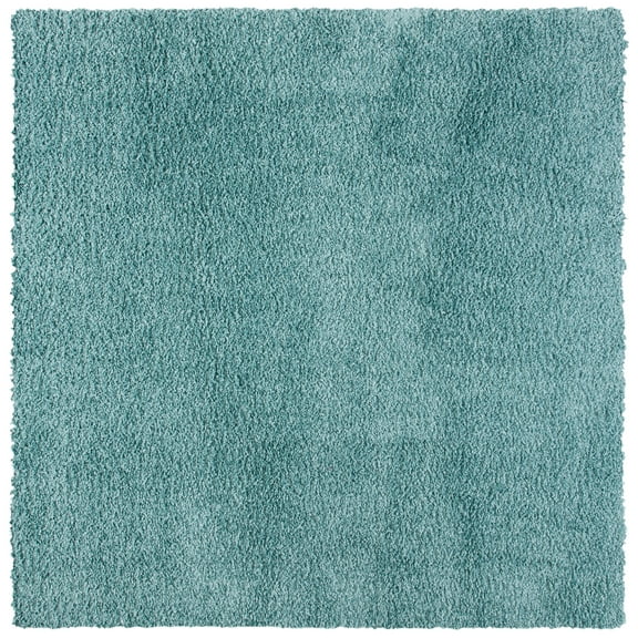 SAFAVIEH Primo Mason Solid Shag Area Rug, Aqua, 4' x 4' Square