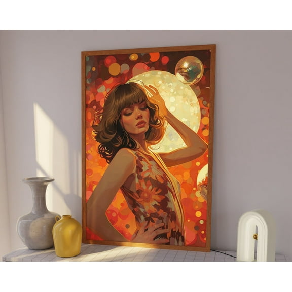 70S Decor, Aesthetic Print, Dorm Room Decor, 70S Girl Print, Disco Ball Poster, Retro Wall Art, Vintage Poster, 70S Wall Art, Hippie Print Wall Art, Modern Wall Decor, 8x12 UNFRAMED