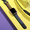 thumbnail image 2 of ZYX Breathable Sport Band for Apple Watch, Two-Tone Silicone Replacement Strap with Air Holes, Black/Rainbow, 49/44/45/46/42mm-Series 3 2 1, 2 of 6