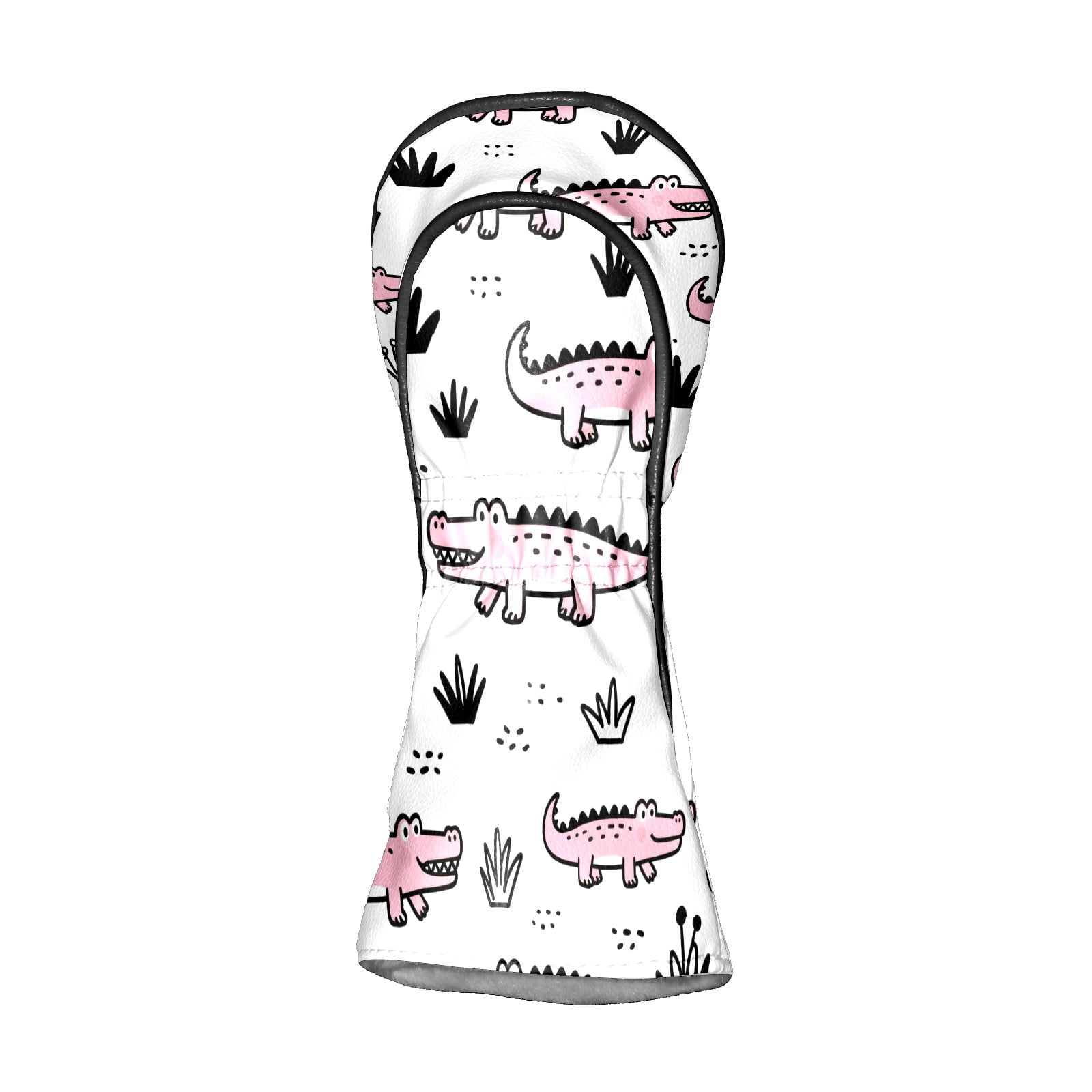 Golf Club Covers, Pink CrocodilePlant Premium PU Leather Driver Hybrid Putter Head Covers with Velvet Lining, Waterproof Golf Gifts for Men Women