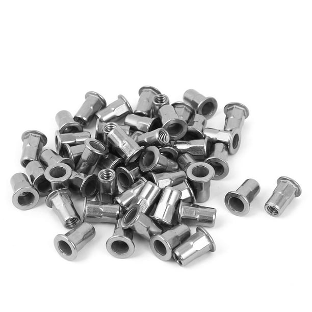 M5 Half Hex Body Flat Head Rivet Nut Insert Nutsert Silver Tone 50pcs