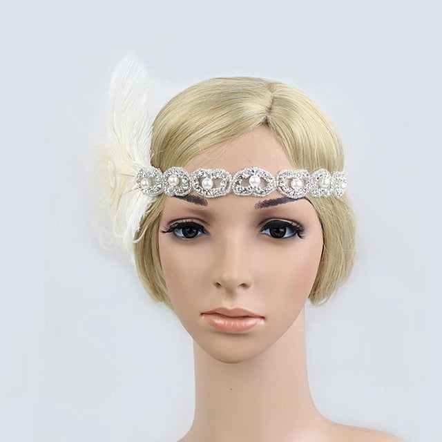 Diadema de plumas retro Años 20 Gran boda Ascot Race Frente Decoración A Colcomx Diadema de aleta elástica de mujer