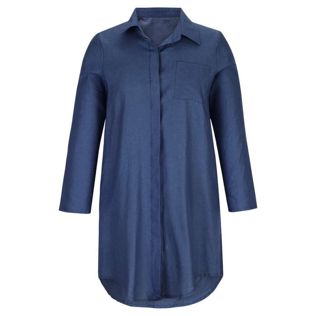 Gspmoly Robes pour Femmes, Robe Chemise à Col à Revers pour Femmes à Boutons, Mode Décontractée, Couleur Unie, avec Poches, Manches Longues, Robes Formelles pour Femmes, Offres des Fêtes