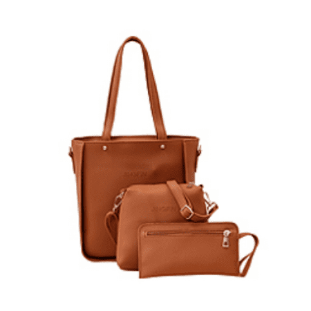 3 Pcs Women Lady PU Leather Handbag Shoulder Bag Tote Purse Messenger Bag