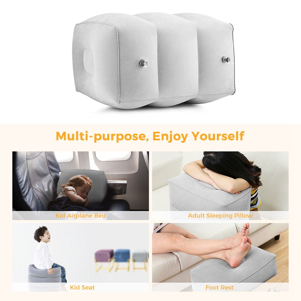 Nobrand Travel Foot Rest Inflatable Foot Rest Pillow Foot Rest Cushion With Air Pump Grey