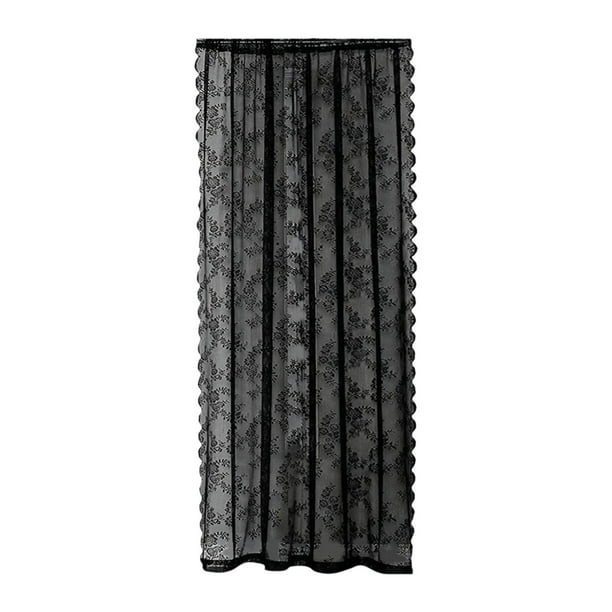 Cortina de encaje para ventana, cortina de gasa, mosquitera para ventana, estilo retro, cortina floral campestre Estilo D