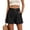Black, variant on WRFWUL Womens High Waist Shorts Elastic Smocked Waist Button Front Wide Leg Shorts Cuffed Hem Summer Comfy Lounge Pants