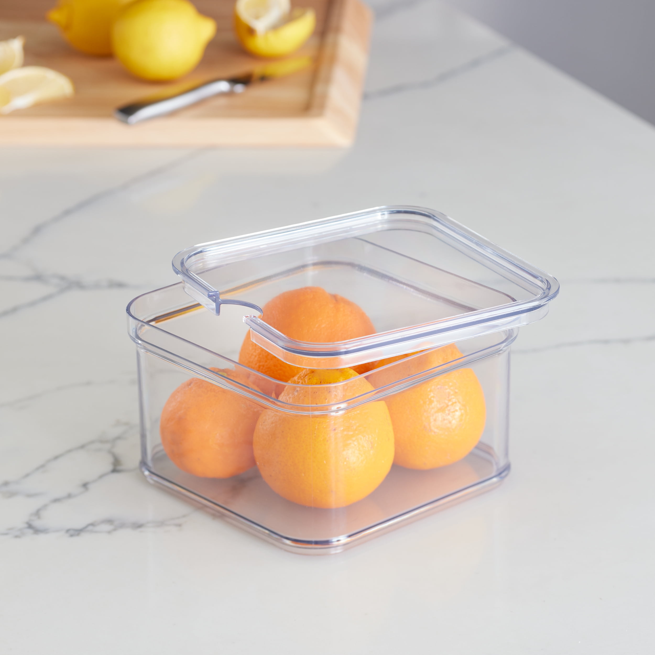 iDesign Stackable Fridge Organizer Bins with Lid for Fresh Produce - Ideal for Fruits, Vegetables, and Snacks
