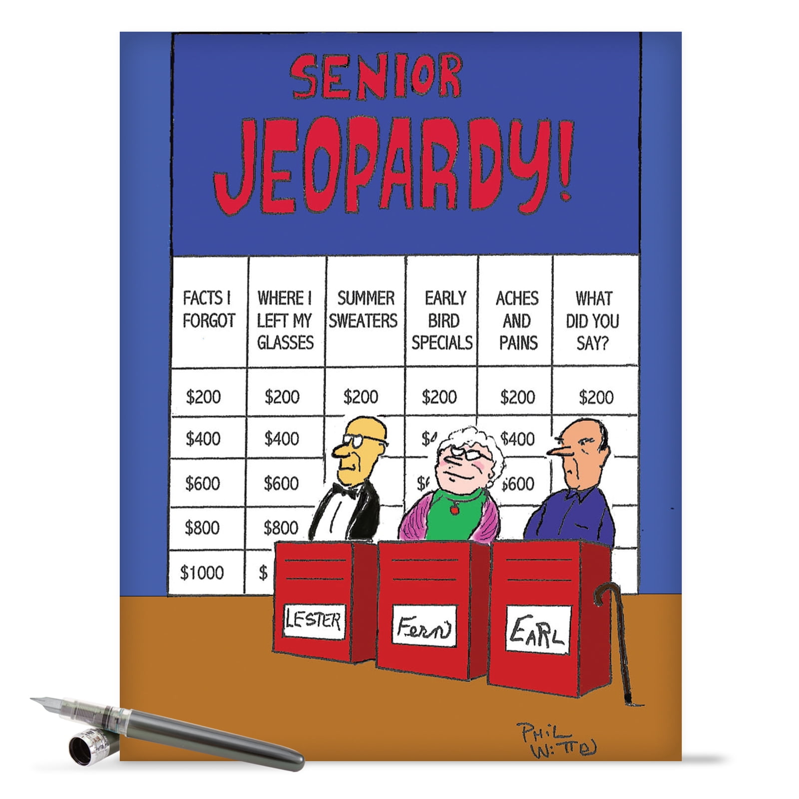 J6291 Jumbo Humorous Birthday Greeting Card: 'Senior Jeopardy' with ...
