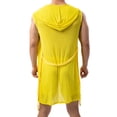 thumbnail image 5 of Tnhcen Men's Sheer Hooded Tie - Front Long Sleeveless Robe, 100% Polyester Glitter Mesh Sleepwear, Sexy Loungewear & Beach Cover Up for Men S - XL, 5 of 5
