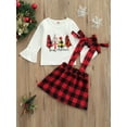 thumbnail image 2 of Qiylii Girls Christmas Outfits Flare Sleeve Pullover + Tie-up Suspender Skirt, 2 of 8