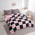 thumbnail image 3 of Feelyou Girly Pink Pumpkin Twin Bedding Sets 7-Piece, Happy Sugar Halloween Bedding Comforter Set, Cartoon Buffalo Plaid Reversible Sheet Sets, Breathable Home Decor, 3 of 7