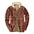thumbnail image 1 of RKSTN Mens Winter Jacket Thick Quilted Plaid Printed Jacket Hooded Warm Drawsting Cotton-padded Buttons Fleece Jacket, 1 of 4