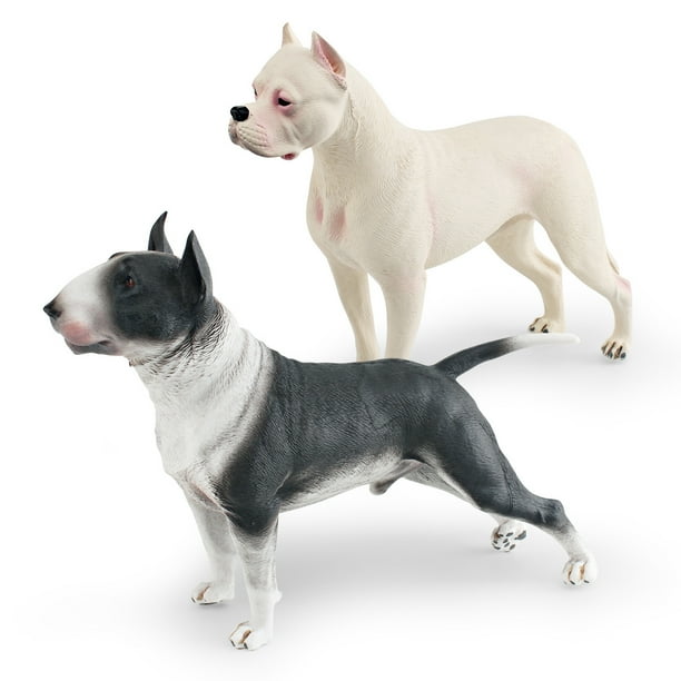 Figuras de perro Bull Terrier y Dogo Argentino, PVC, 7-22 cm, 2 unidades