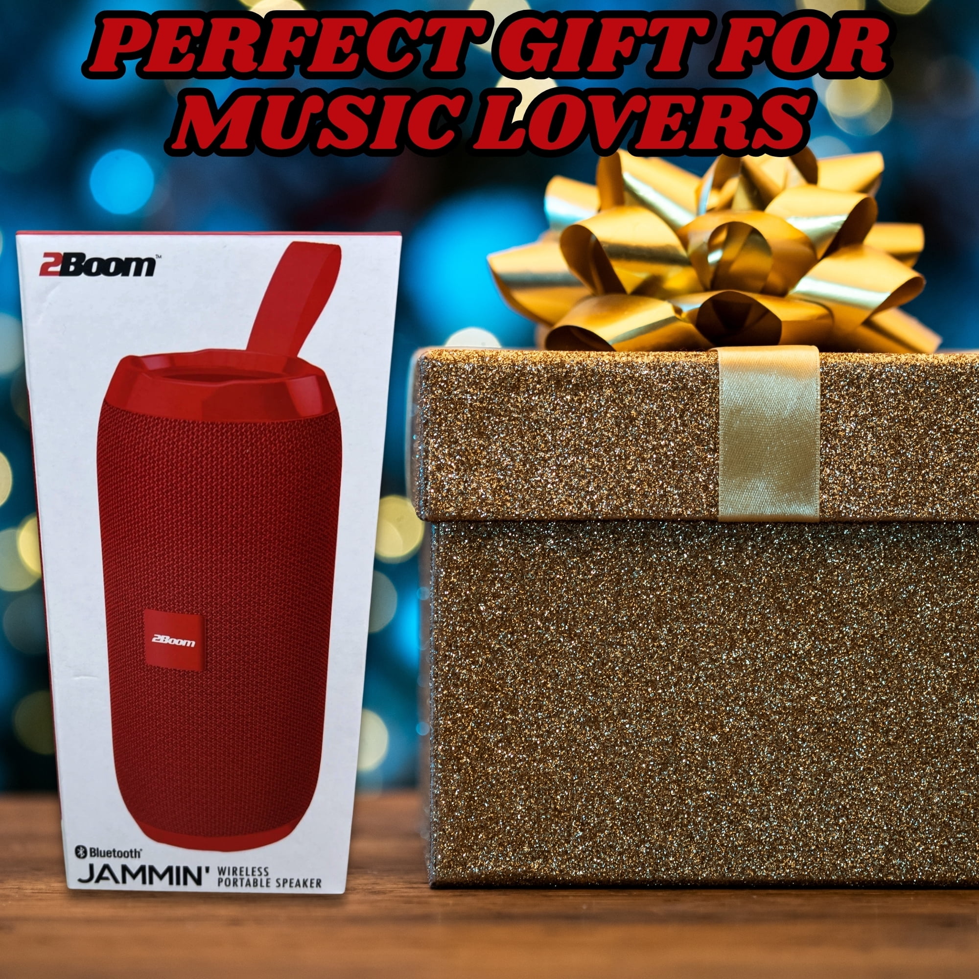 2Boom Jammin' Wireless Portable Speaker Red, Deep Bass, Long Battery, Lightweight, Travel-Friendly, Easy Carry Strap 1Ct with Snoep in Beperkte Oplage