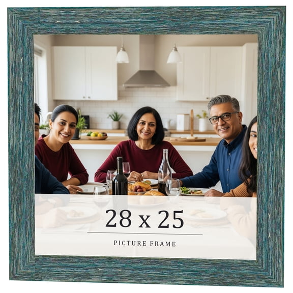 28x25 Frame Blue Rustic Barnwood Solid Wood Picture Frame Width 1.25 Inches | Interior Depth 0.5