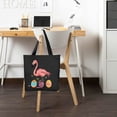 thumbnail image 6 of GOSMITH Packing Books Easter Flamingo Easter Bunny Egg Basket Funny Easter 2 Pcs Canvas Tote Bags Cute Aesthetic Tote Bags with Zipper Black, 6 of 8
