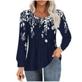 thumbnail image 1 of HKEJIAOI Chemises à Manches Longues pour Femmes Automne Tunique Plissée Col Rond pour Leggings Coupe Ample Blouses Décontractées m, 1 of 4