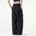 thumbnail image 7 of Hurxie Women's Cargo Pants Baggy Parachute Pants Joggers Y2k Trendy Stretchy High Waist Wide Leg Trousers with Pockets Black,M, 7 of 7