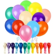 Latex Balloons, 100 Pack 12 inch Size Assorted Rainbow Colors, Strong Latex for Helium, Water or Air, Birthday Party Celebrate Decoration Accessory Supplies (All Theme Occasions)
