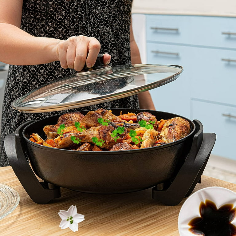 Nonstick Extra Deep Electric Skillet - With Lid With Steam Vent