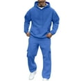 thumbnail image 2 of Sweatsuits for Men Hoodie and Sweatpants Set Athletic Workout Track Suits 2 Piece Set Sweat Suit Outfits Blue M, 2 of 9